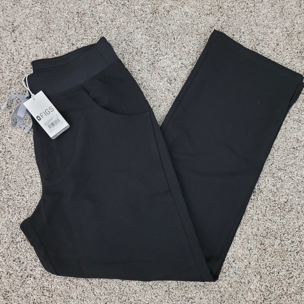NEW Figs Kade High Waisted Cargo Scrub Pants Womens Medium Petite Black